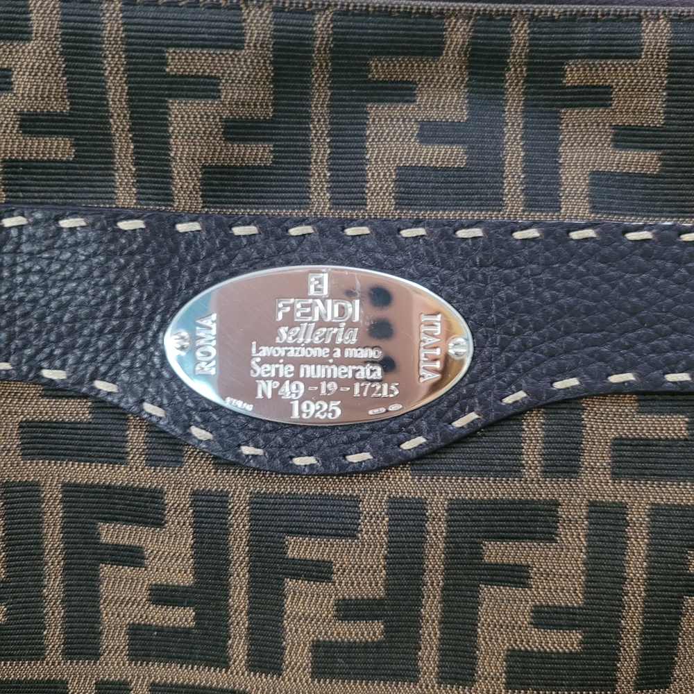 Fendi Zucca Selleria Canvas Leather Crossbody Bag - Picture 2 of 14